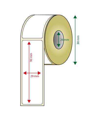 APPROX ROLLO ETIQUETAS ADHESIVAS TERMICAS 29MM X 90MM PACK 6 ROLLOSANCHO 80mm TAMAÑO ETIQUETA 29x90mm  400 UD POR ROLLO