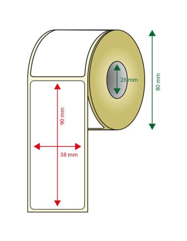 APPROX ROLLO ETIQUETAS ADHESIVAS TERMICAS 38MM X 90MM PACK 6 ROLLOSANCHO 80mm TAMAÑO ETIQUETA 38x90mm 400u POR ROLLO