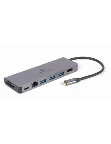 GEMBIRD ADAPTADOR USB-C A 5 EN 1  HUB + HDMI + PD + LECTOR TARJETAS + LAN