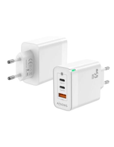 AISENS CARGADOR PARED ASCH-65W3P007-W/ 65W/ 1xUSB/ 2xUSB-C /BLANCO