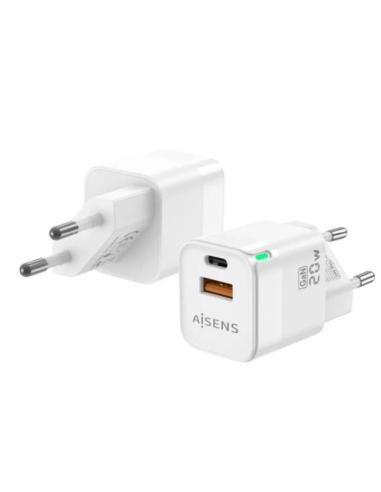 AISENS CARGADOR PARED ASCH-20W2P002-W/ 20W/ 1XUSB/ 1xUSB-C /BLANCO