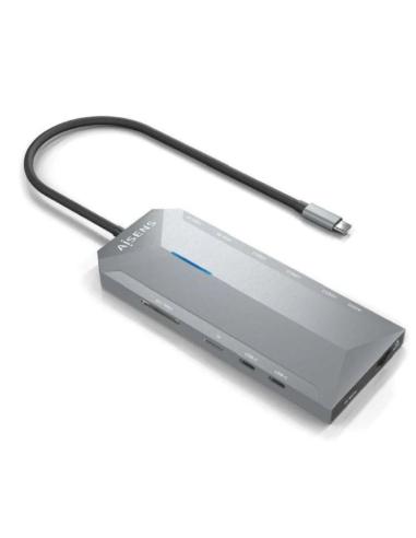 AISENS DOCKING ASUC-12P005-GR GRIS2 HDMI/ 2 USB/ 2 USB-C/ 1 RJ45/ 1 AUDIO/ 1 LECTOR DE TARJETAS/ 1 JACK/ USB-C PD