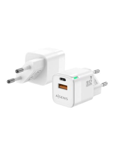 AISENS CARGADOR PARED ASCH-30W2P004-W/ 30W/ 1XUSB/ 1xUSB-C /BLANCO