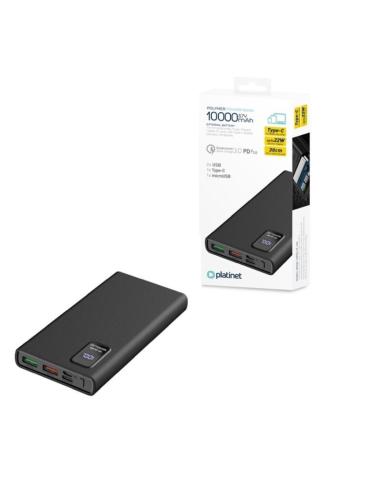 PLATINET POWER BANK 10.000mAh POLYMERO CARGA RAPIDA 3.0 NEGRO