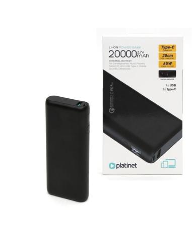 PLATINET POWER BANK 20.000mAh 65W TYPE-C CARGA RAPIDA NEGRO