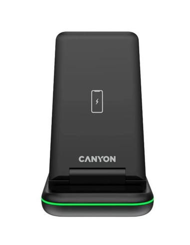 CANYON CARGADOR INALAMBRICO PLEGABLE WS-304 2 EN 1 NEGRO