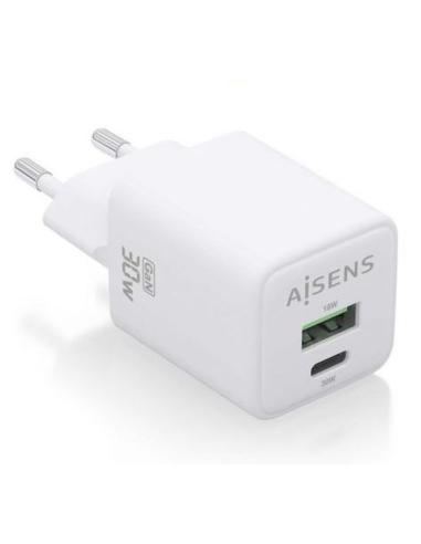 AISENS CARGADOR GAN DE PARED ASCH-30W2P037-W/ 30W/ 1XUSB/ 1xUSB-C /BLANCO