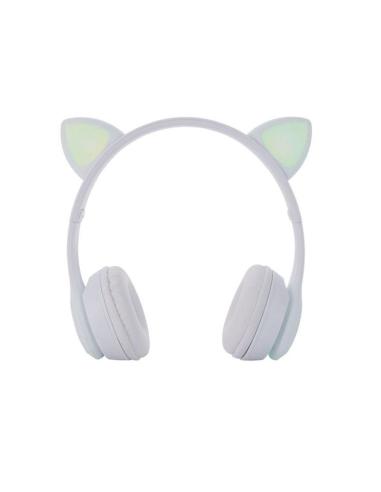 ONE+ AURICULARES BLUETOOTH NC3228 OREJAS DE GATO BLANCO 250MAH / FM / MICROSD / ILUMINACION LED