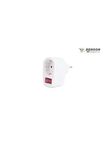 BENSON ADAPTADOR DE ENCHUFE CON BOTON BLANCO