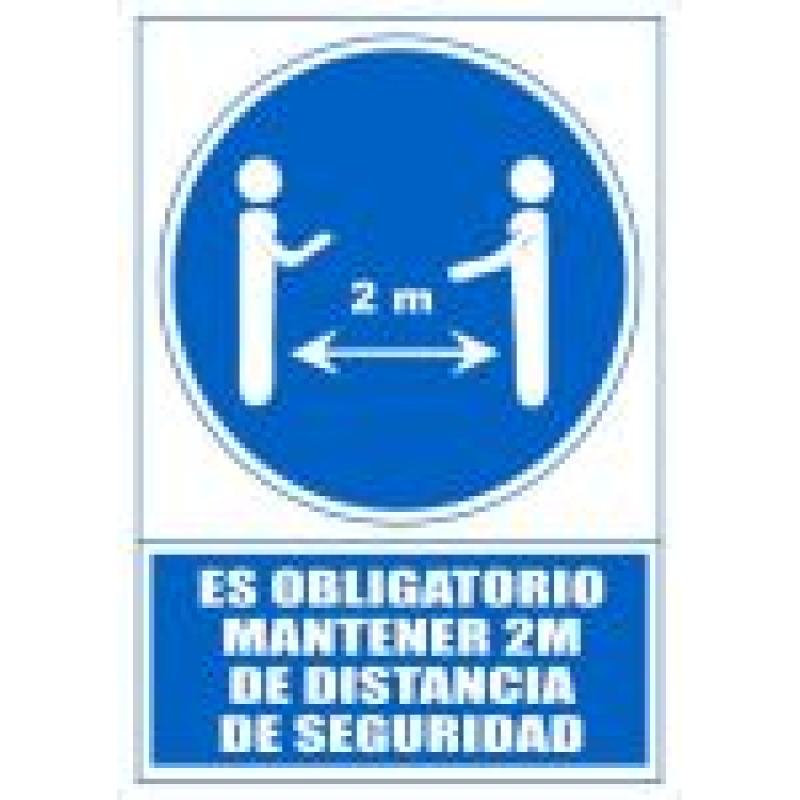 ARCHIVO 2000 SEÑAL OBLIGATORIO MANTENER LA DISTANCIA DE SEGURIDAD 2M 210X297 PVC AZUL Y BLANCO