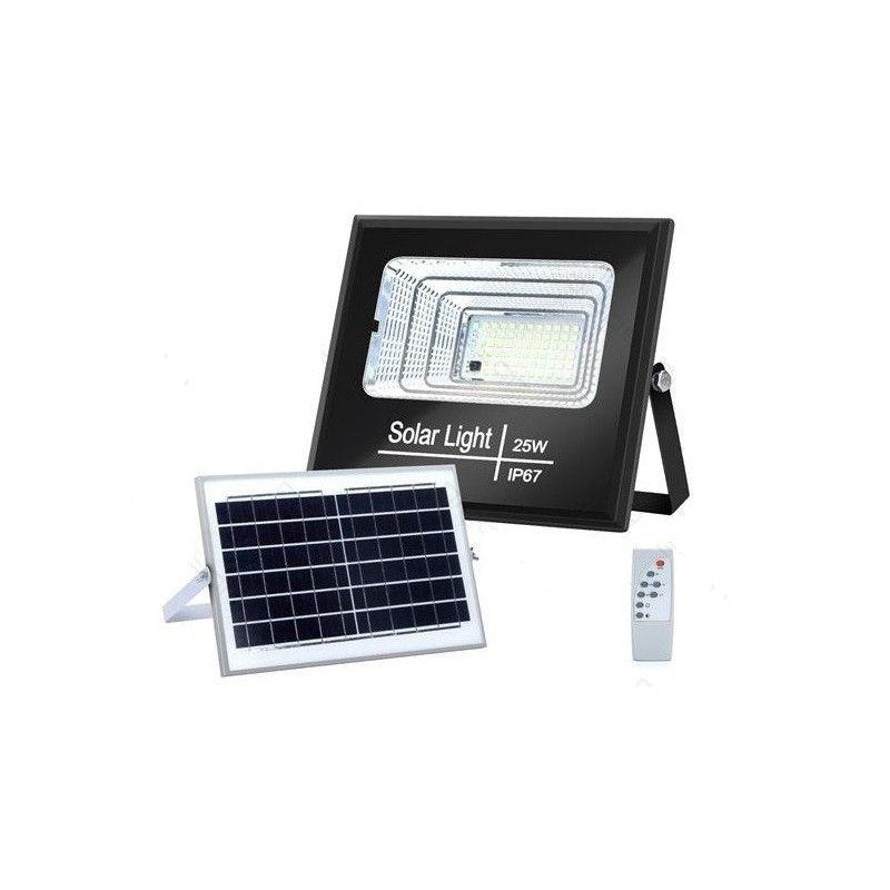 FOCO PROYECTOR LED SOLAR 25W IP66 PANEL POLICRISTALINO BLANCO FRIO