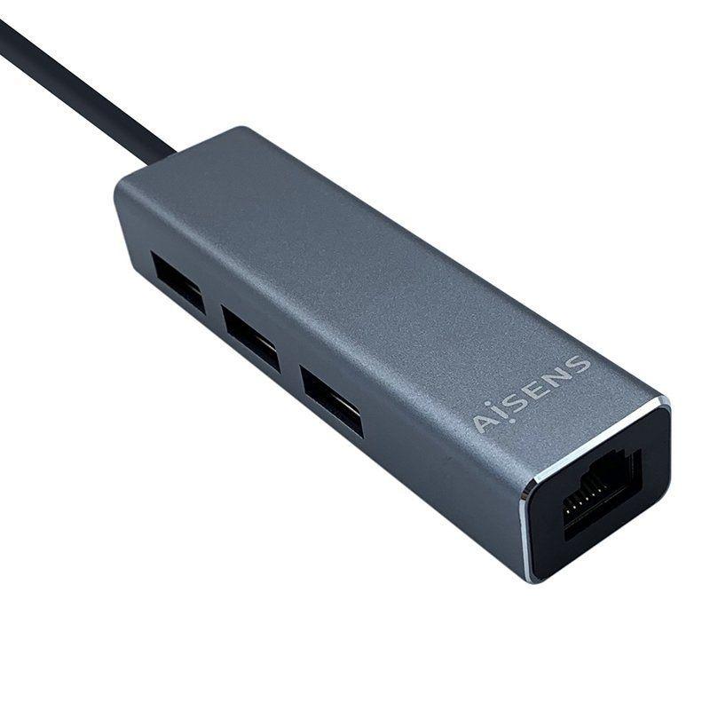 AISENS CONVERSOR TIPO C A  ETHERNET GIGABIT 10/100/1000 MBPS + HUB 3XUSB 3.0 15CM