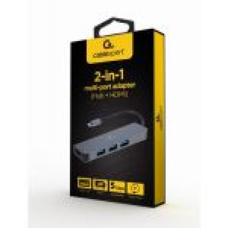 GEMBIRD ADAPTADOR COMBINADO USB TIPO C 2 EN 1 HUB + HDMI