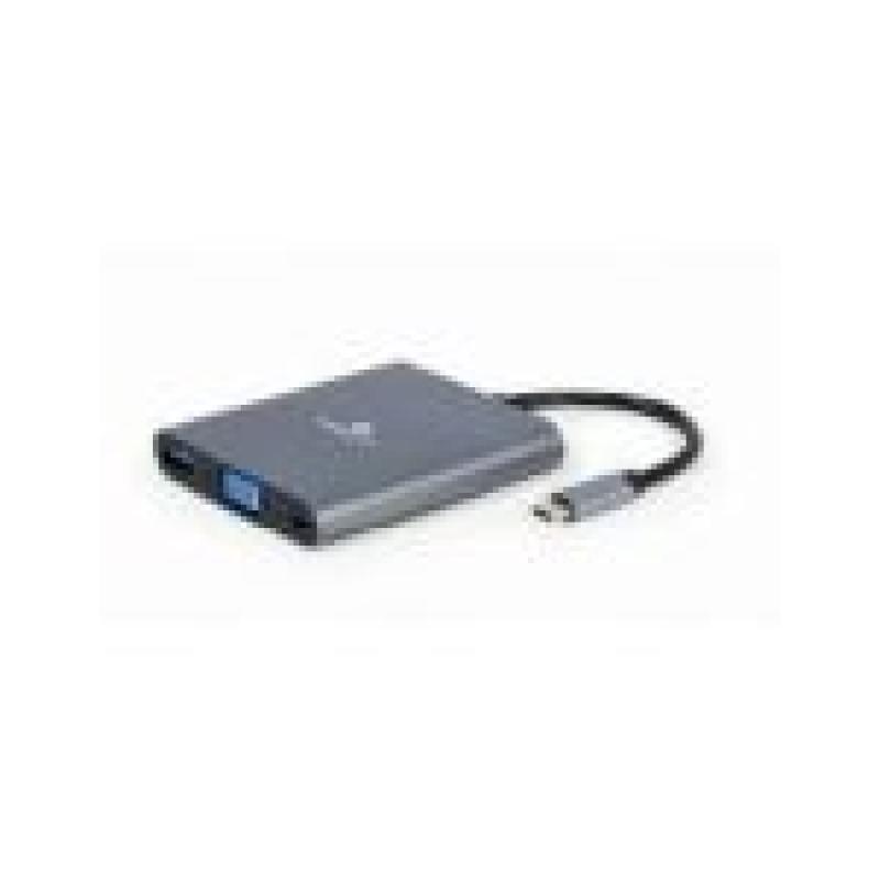 GEMBIRD ADAPTADOR USB-C A 5 EN 1HUB + 2XHDMI + PD + LECTOR DE TARJETAS + LAN