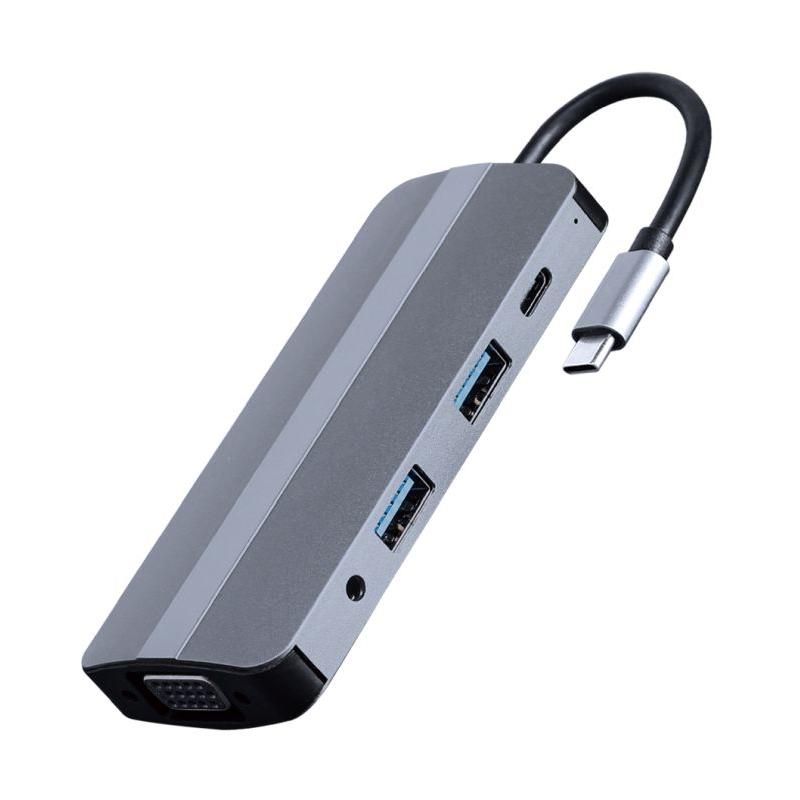 GEMBIRD ADAPTADOR USB-C A 8 EN 1 Hub + HDMI + VGA + PD + card reader + stereo audio