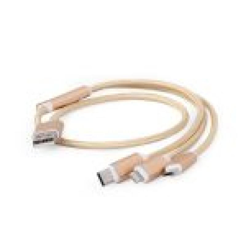 GEMBIRD CABLE CARGADOR USB 3 EN 1 ORO 1 M