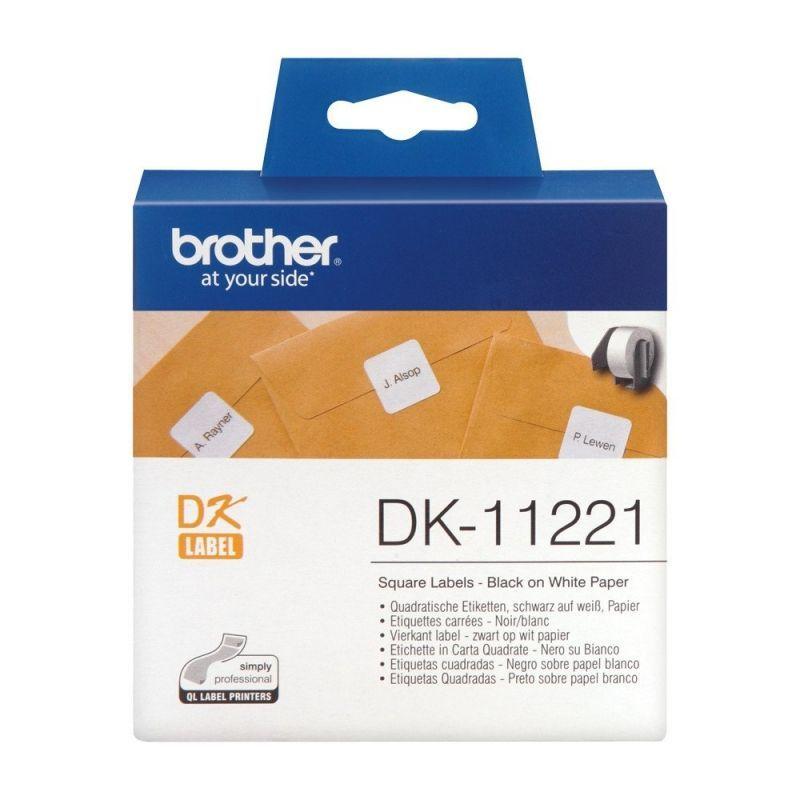 BROTHER ETIQUETAS DK11221 ETIQUETAS PRECORTADAS CUADRADAS (PAPEL TÉRMICO). 1.000 ETIQUETAS BLANCAS DE 23 X 23 MM