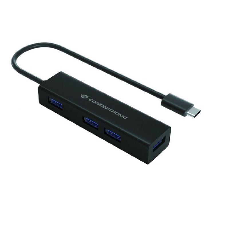 CONCEPTRONIC HUB USB TIPO-C A 4 PUERTOS USB 3.0 HUBBIES07B