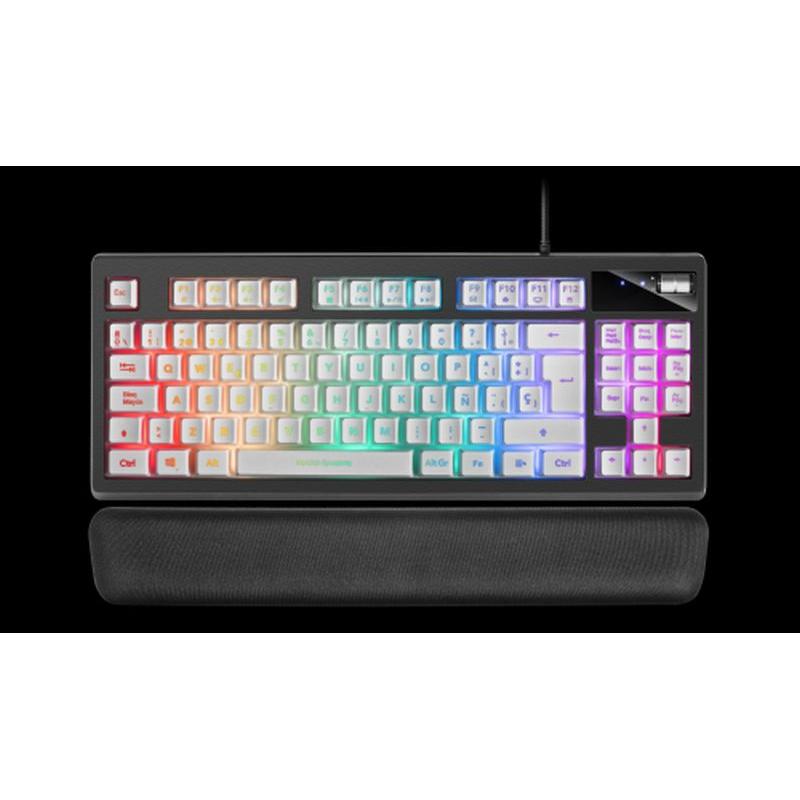 MARS GAMING TECLADO GAMING H-MECANICO COMPACTO TKLMKAXWESBOTONES COLOR WHITE  ESTRUCTURA BLACK BOTON ROLLER TECNOLOGIA H-MECH RE