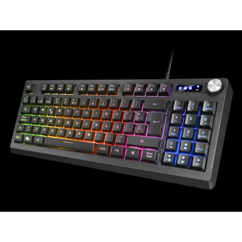 MARS GAMING TECLADO H-MECANICO MKREVOES COMPACTO TKL NEGROPAD NUMERICO Y RUEDA/SCROLL MULTI FUNCION FULL RGB TECNOLOGIA H-MECH