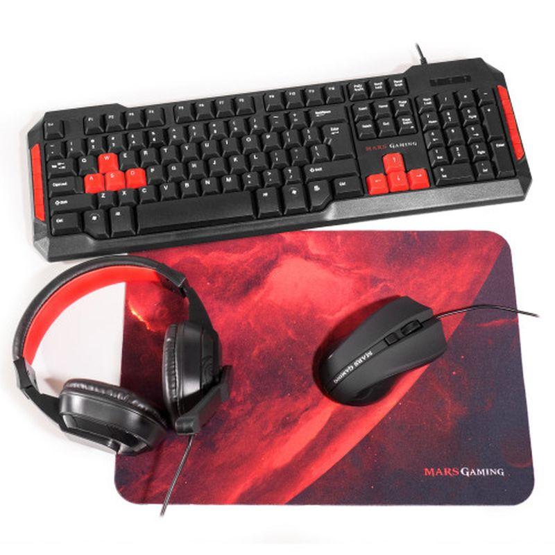 MARS GAMING PACK MRCP1TECLADO + RATON + ALFOMBRILLA + AURICULARES CON MICROFONO