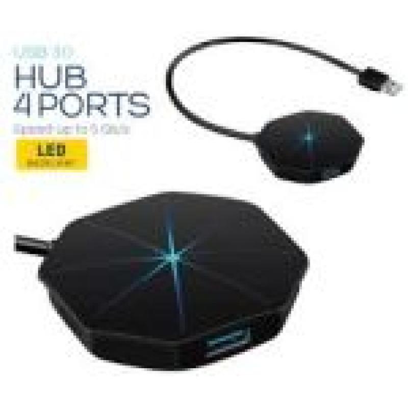 PLATINET HUB USB 3.0 4-PUERTOS LUZ LED