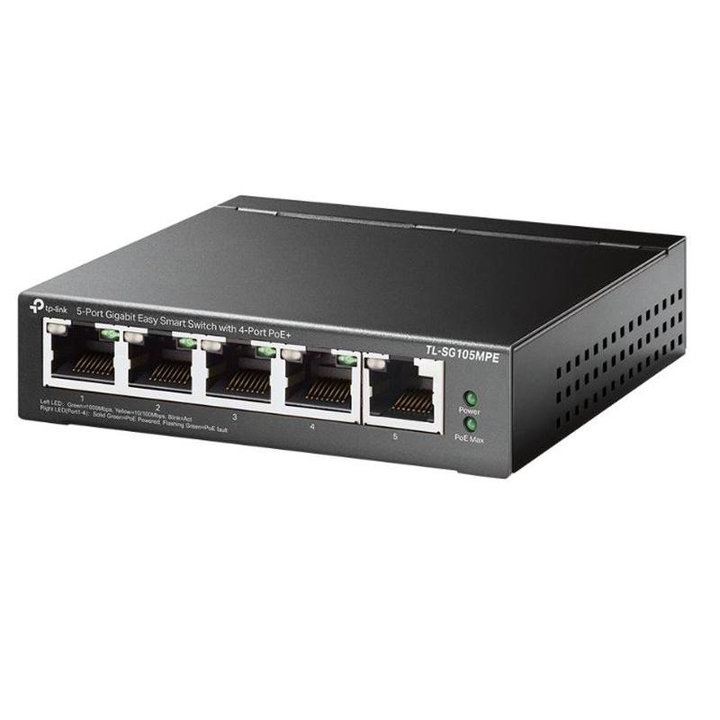 TP-LINK SWITCH TL-SG105MPE CONMUTADOR INTELIGENTE SENCILLO DE 5 PUERTOS CON POE+ DE 4 PUERTOS