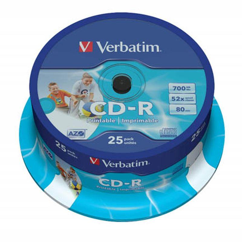 VERBATIM CD-R PRINTABLE 700MB 52X 80MIN BOTE 25