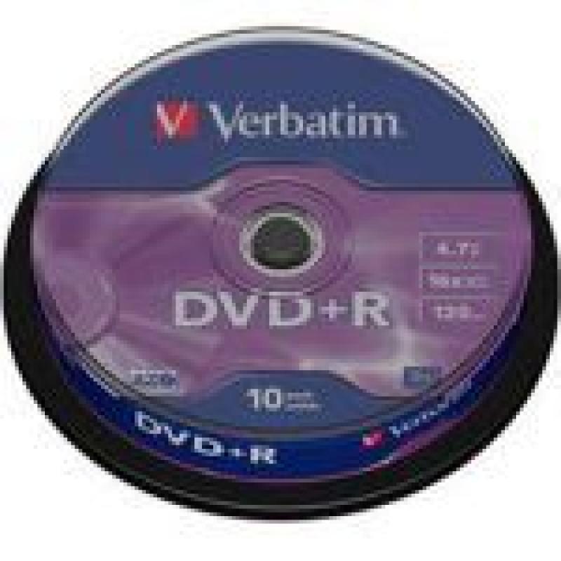 VERBATIM DVD+R 4.7GB 16X 120MIN BOTE 10