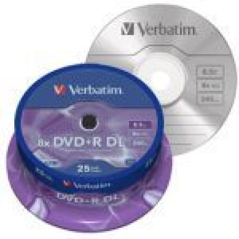 VERBATIM DVD+R DL 8.5GB DOBLE CAPA BOTE 25