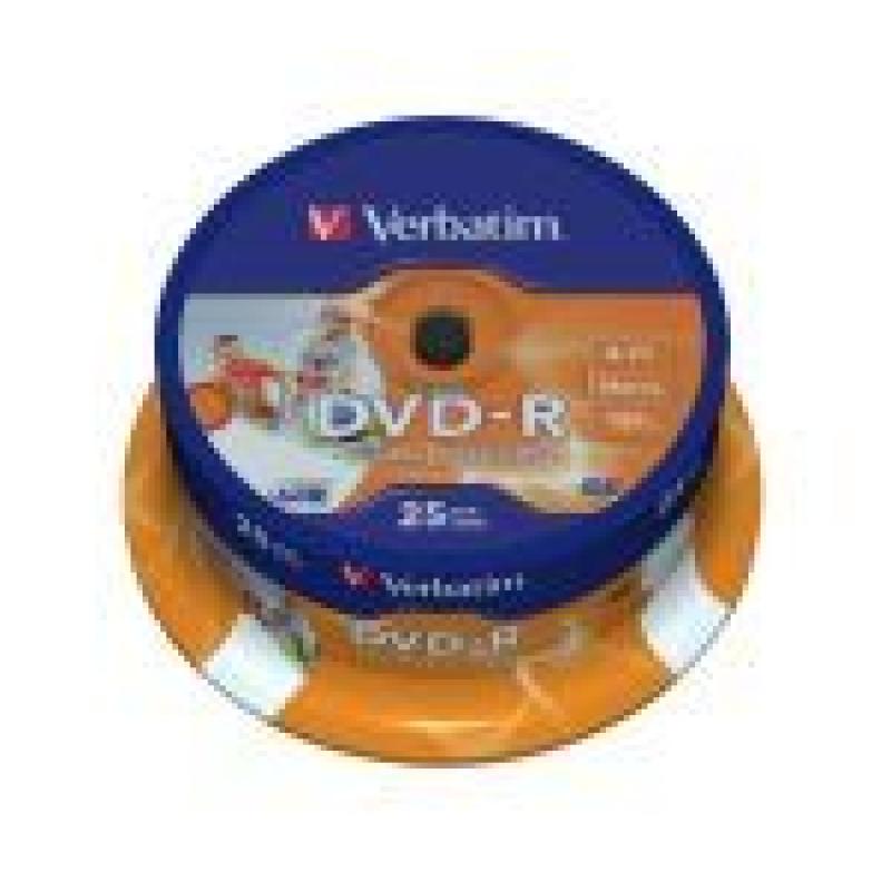 VERBATIM DVD-R PRINTABLE 4.7GB 16X 120MIN BOTE 25