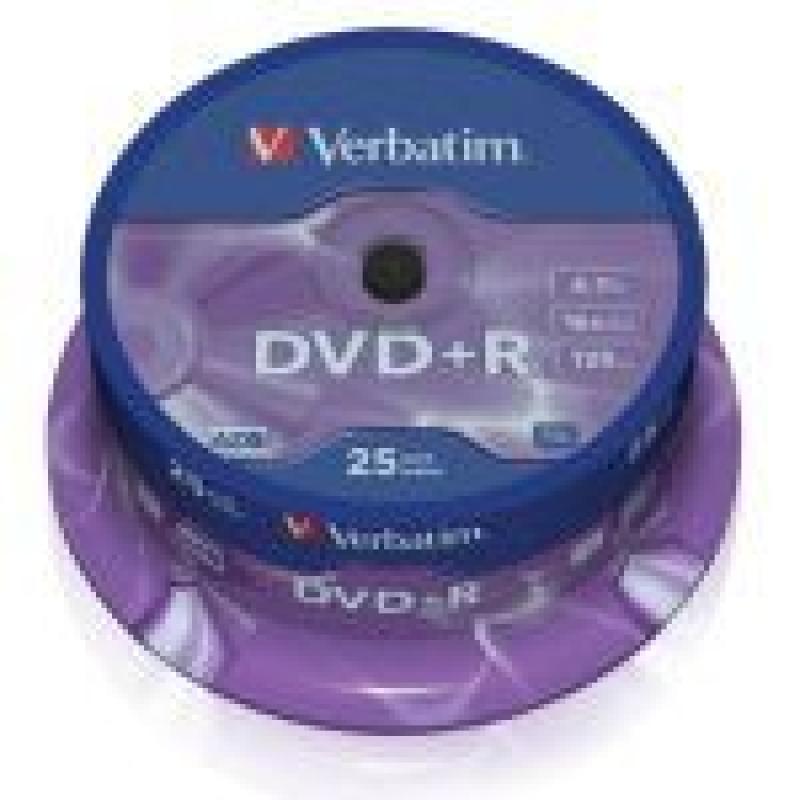 VERBATIM DVD+R 4.7GB 16X 120MIN BOTE 25