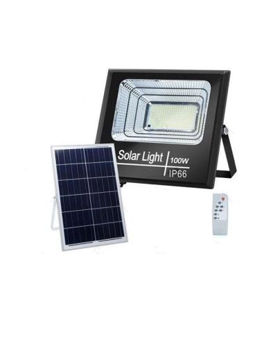 FOCO PROYECTOR LED SOLAR 100W IP66 PANEL POLICRISTALINO BLANCO FRIO