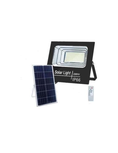 FOCO PROYECTOR LED SOLAR 200W IP66 PANEL POLICRISTALINO BLANCO FRIO